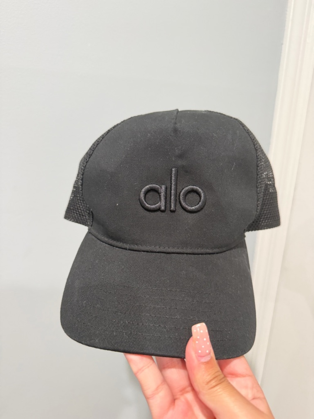 ALO Yoga Black Mesh Trucker Cap